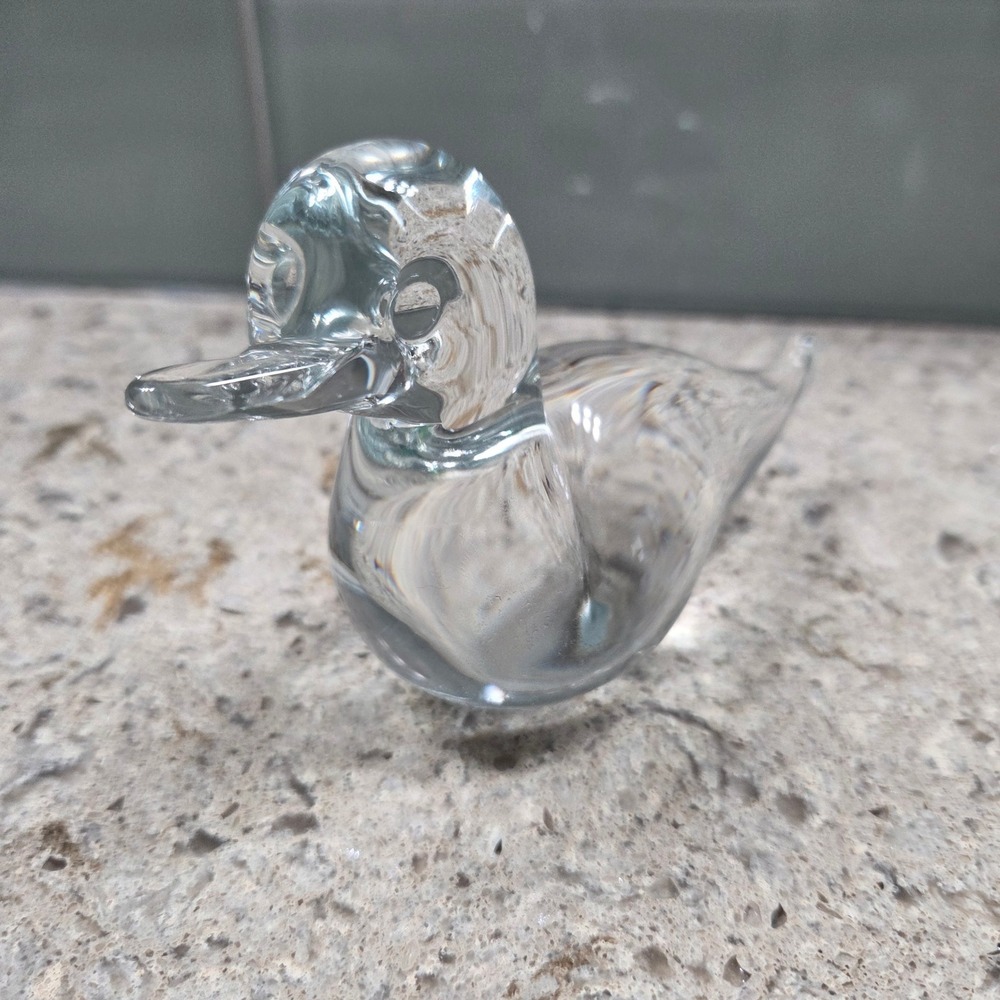 Vintage Crystal Glass Duck Figurine Swd 1981 Signed